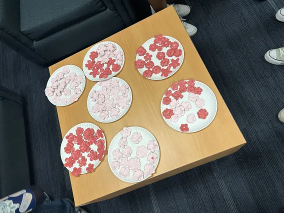 Clay sakura on plates