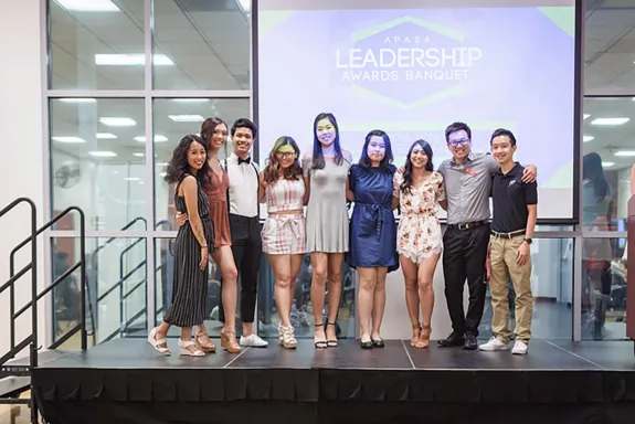 Students taking group photo together