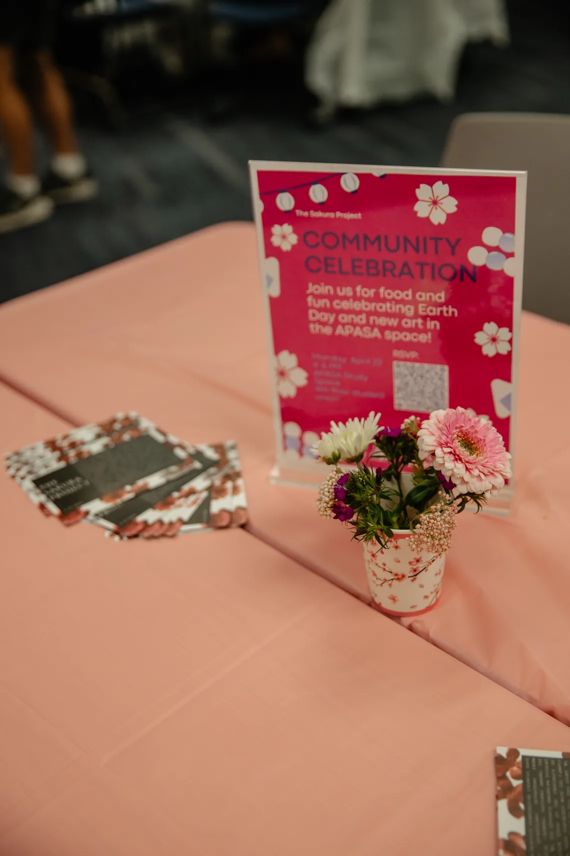 sakura project event day decorations on table